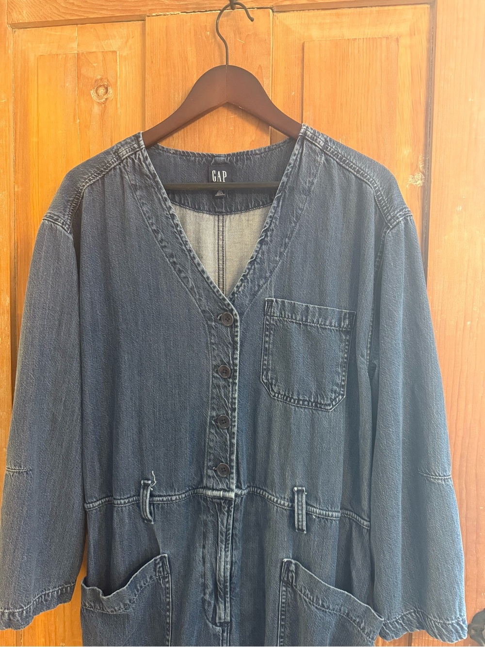 GAP Denim Utility Jumpsuit - Dark Blue - Picture 2 of 5